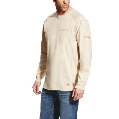 Ariat Work: FR Air Crew Camisetas Hombre - Beige Oscuro (FIDJK7421)